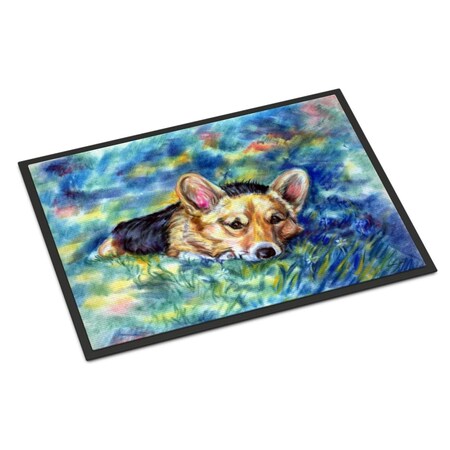 Carolines Treasures 24 x 36 in. Corgi Tuckered Out Indoor or Outdoor Mat 7409JMAT